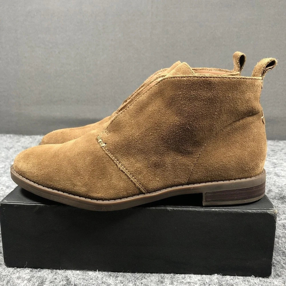 Franco Sarto Isolde Ankle Booties Womens 7.5 M Brown Suede Pull On Flat Casual